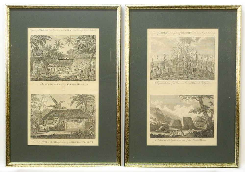 Nine Engravings of Cook's Voyages: J.Webber(1),W.Hodges(3),Banke's New System(5), 9 1/2 x 15 1/4" (1 of 10)