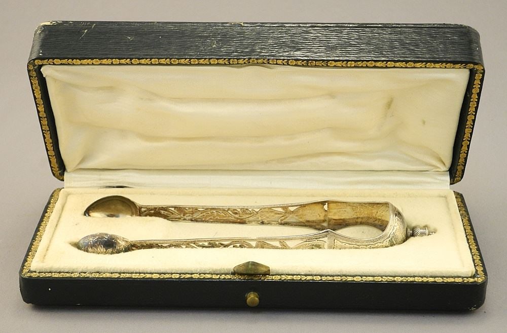 Pair of Early 19th C. French Silver Nips with Original Box, 26 Grams, 6" L. (1 of 8)