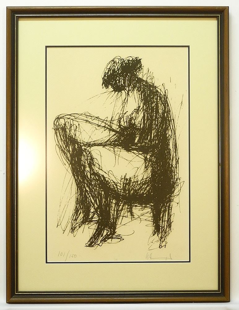 Serigraph signed H (Herbert) Siebner 20 5/8 x 13 3/4", "Woman Sitting", 101/150. (1 of 5)