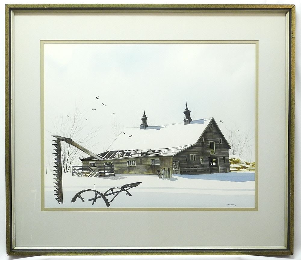 Watercolour signed Mel Heath 73, 18 x 24", "Rural Castle". (1 of 4)