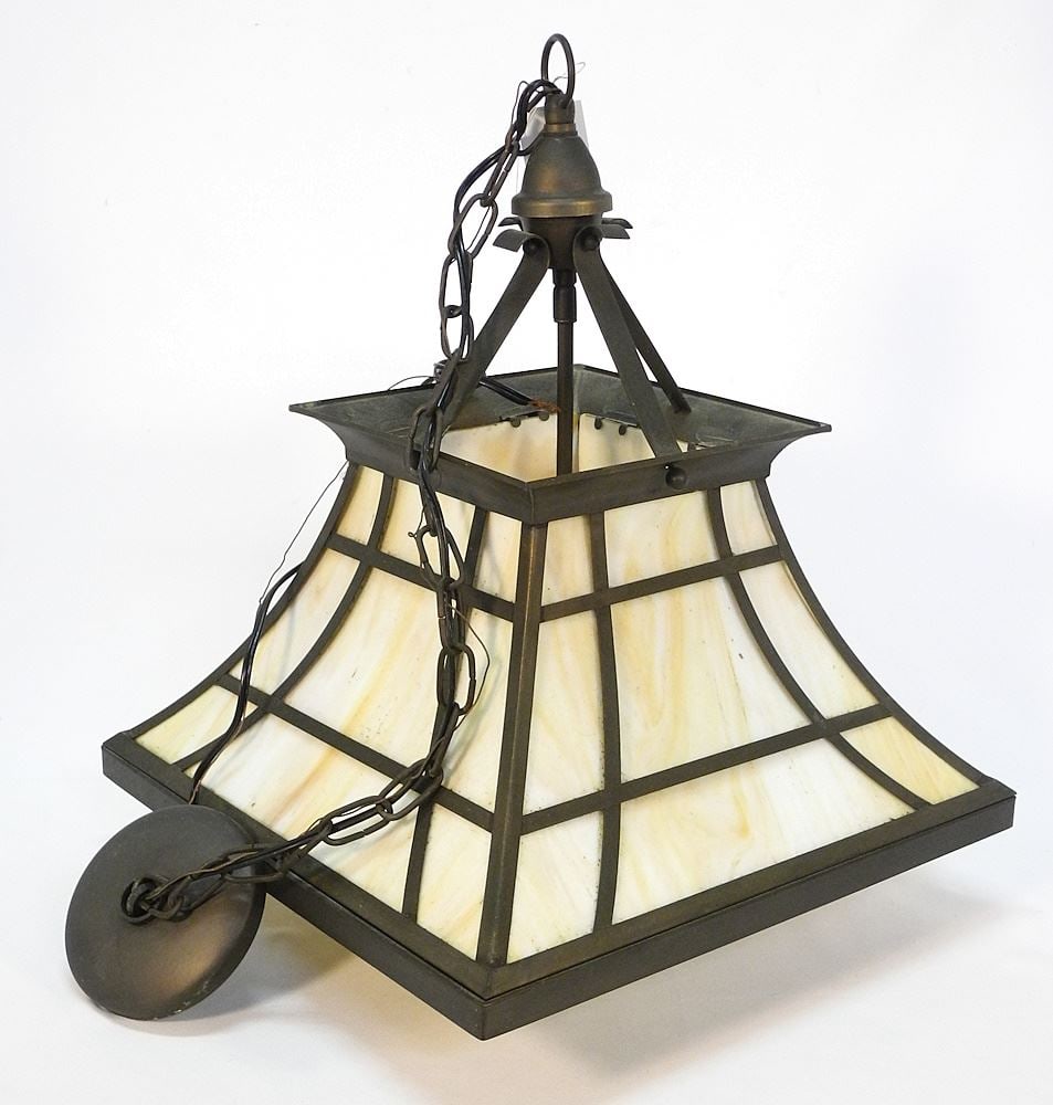 Contemporary Arts & Crafts Style Caramel Glass Light Fixture, 18"H.: Contemporary Arts & Crafts Style Caramel Glass Light Fixture, 18"H.