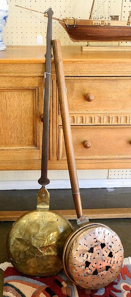 2 Antique Bed Warmers, 40 & 44"L. (1 of 1)