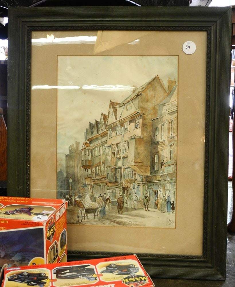 Watercolour signed L.E.C. 1899, 15" x 10 1/2", "Staples of Howbucker".: Watercolour signed L.E.C. 1899, 15" x 10 1/2", "Staples of Howbucker".