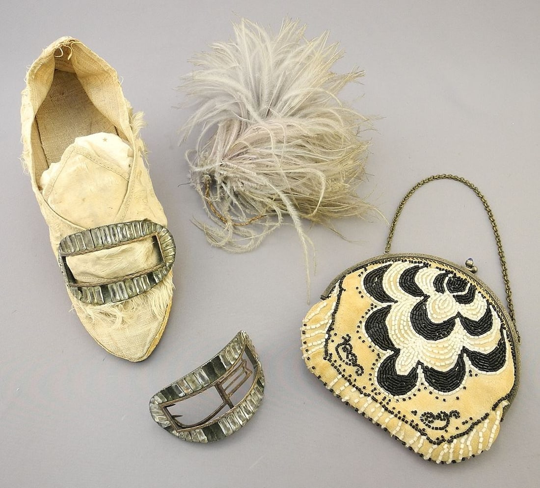 Evening Bag, Silk Shoe with Paste Buckle & Beads 18"L. (1 of 3)