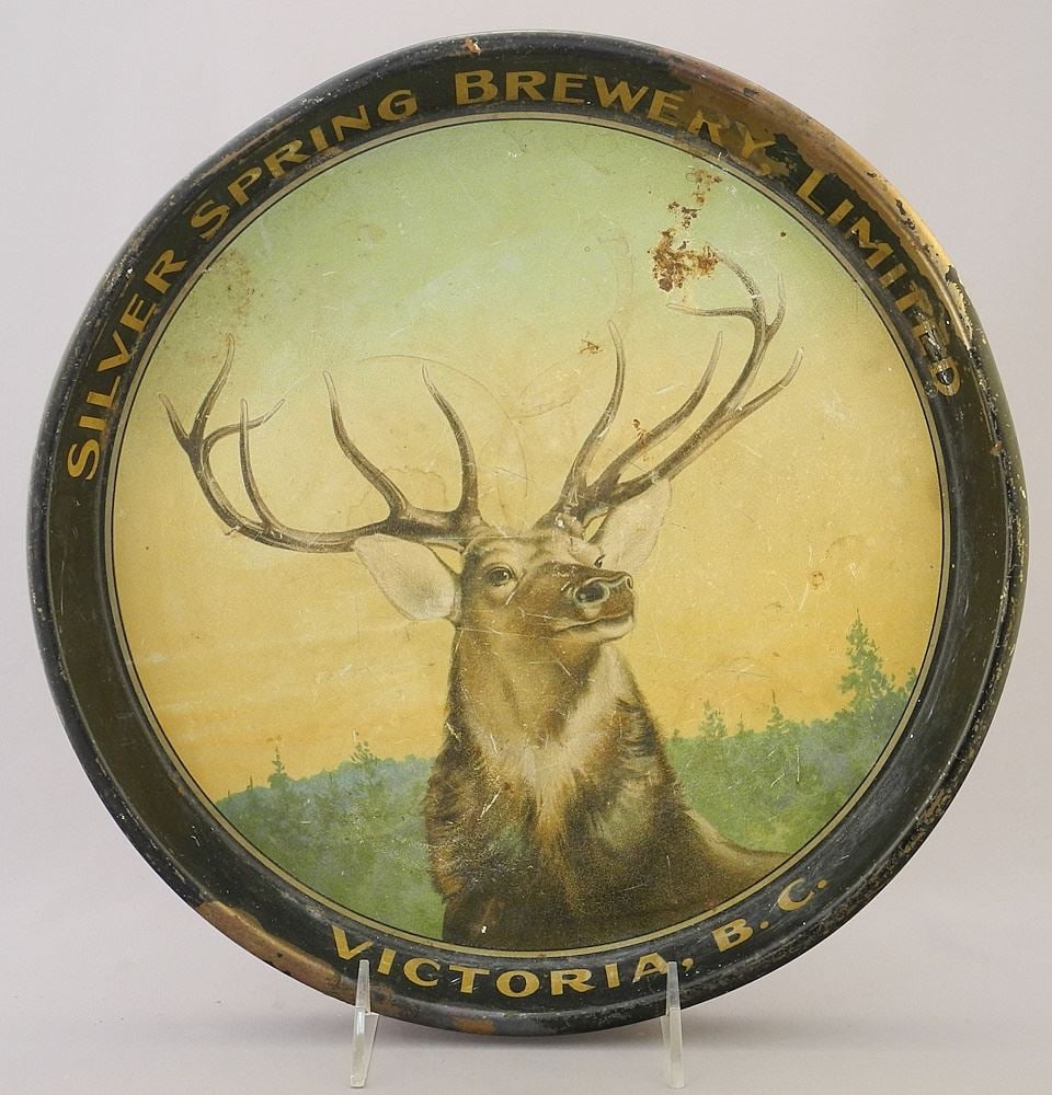 Silver Spring Brewery Ltd. Victoria B.C Pub Tray, 12" Diameter, as found (1 of 2)