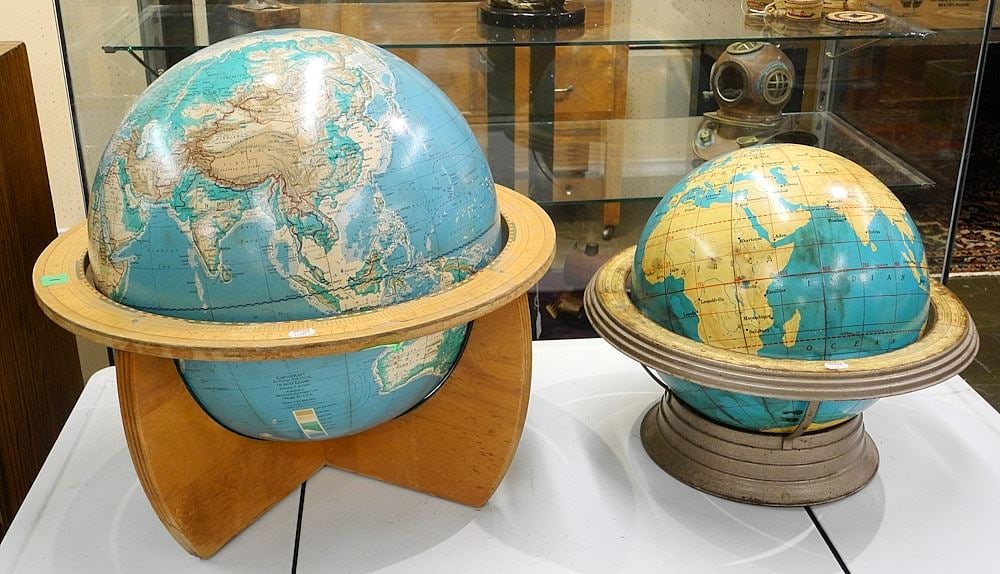 Two Table Top Globes: Cram's 12" & Cartocraft 16" (1 of 2)