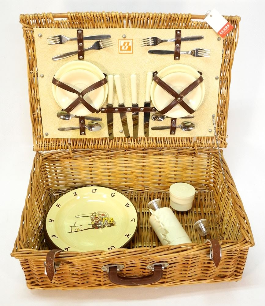 Wicker Picnic Basket with Interior Fittings, 22 1/2"W. (1 of 4)