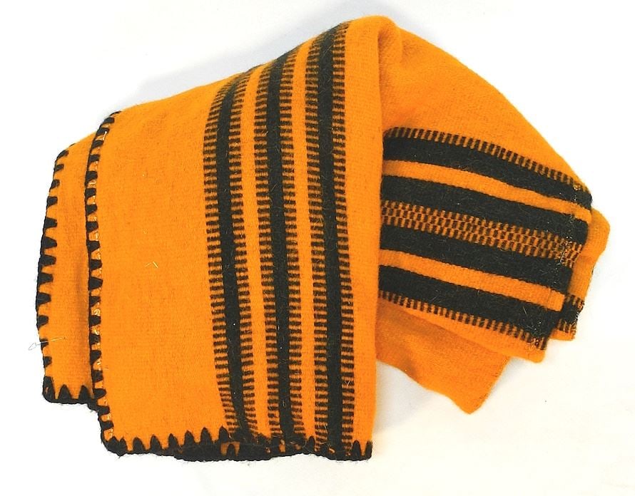 Orange & Black Blanket, Approximately 7'3" x 5'. (1 of 3)