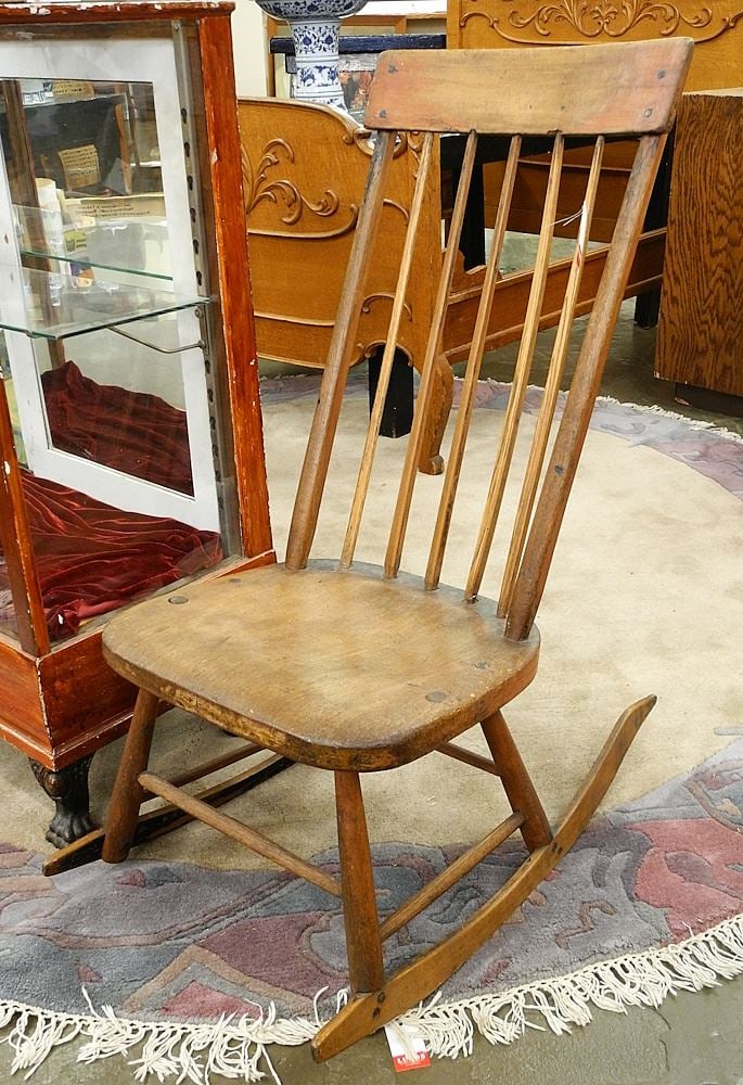 Primitive Canadian Pine Rocking Chair, 39 1/2"H. (1 of 2)