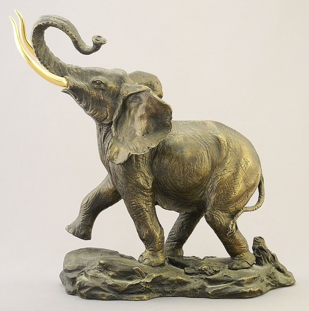 1991 Franklin Mint "Giant of The Serengeti" Bronze Elephant, 9 1/2"l. (1 of 4)