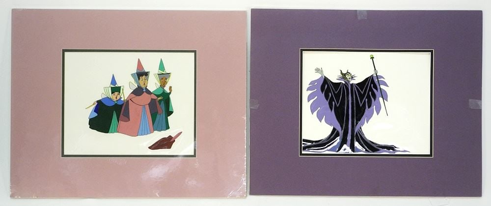 2 Disney Animation Cels: "Maleficent " & "Sleeping Beauty", 8 5/8 x 10 7/8" (Harvey Toombs Proven (1 of 10)