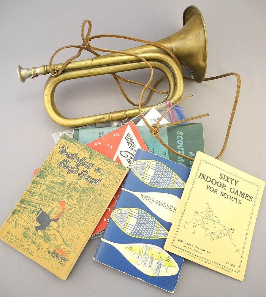Whaley Royce & Co. "The Boy Scout" Bugle (11 1/4"L) & Scouting Guides. (1 of 3)
