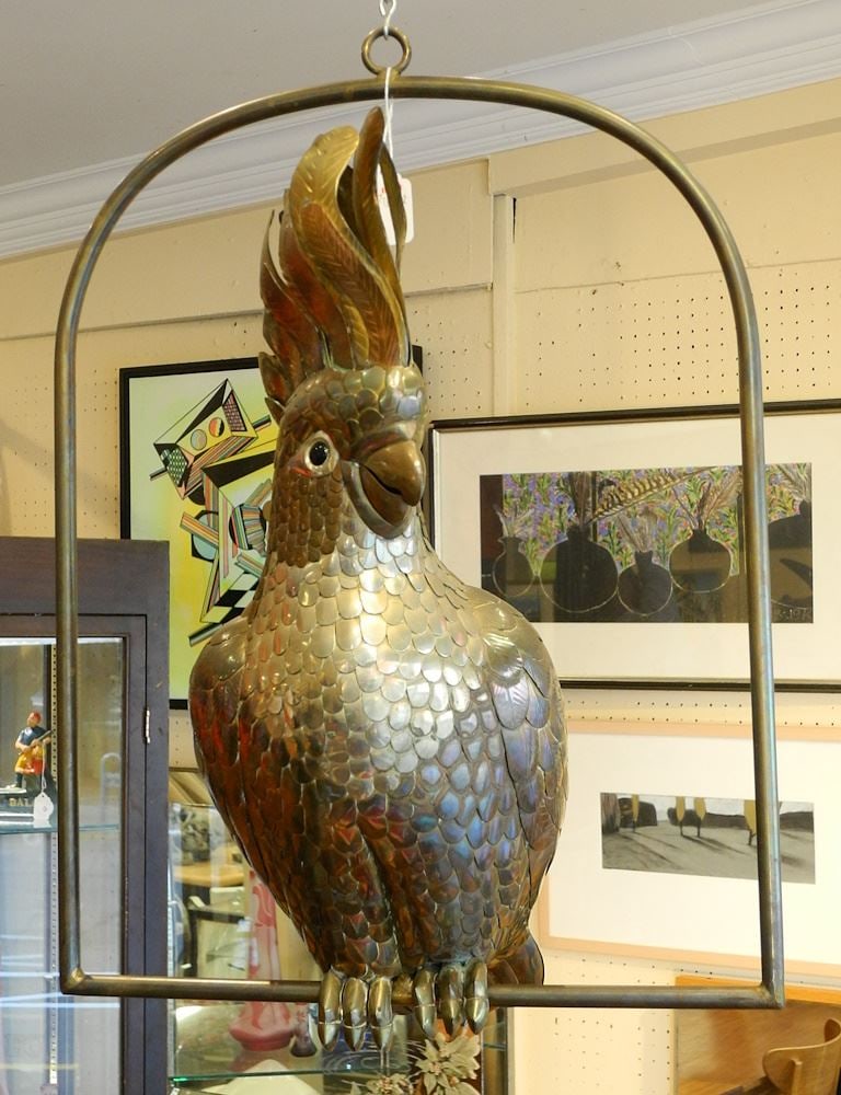 Mixed Metal Parrot Attributed to Sergio Bustamante, 23"H. (1 of 3)