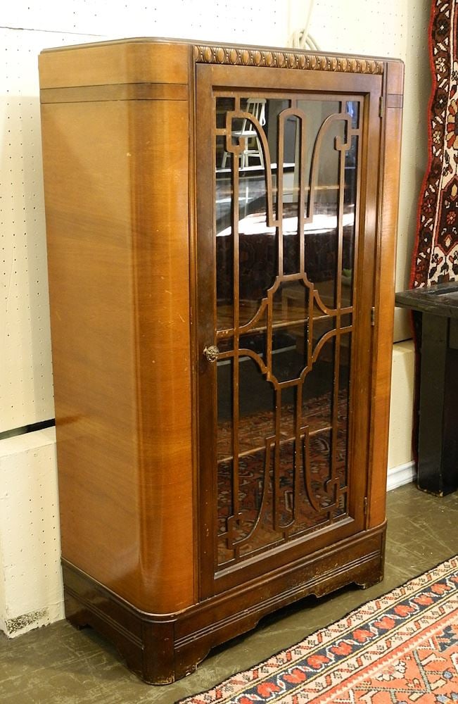 1930's Walnut Single Door Cabinet, 46 1/4"H. (1 of 2)