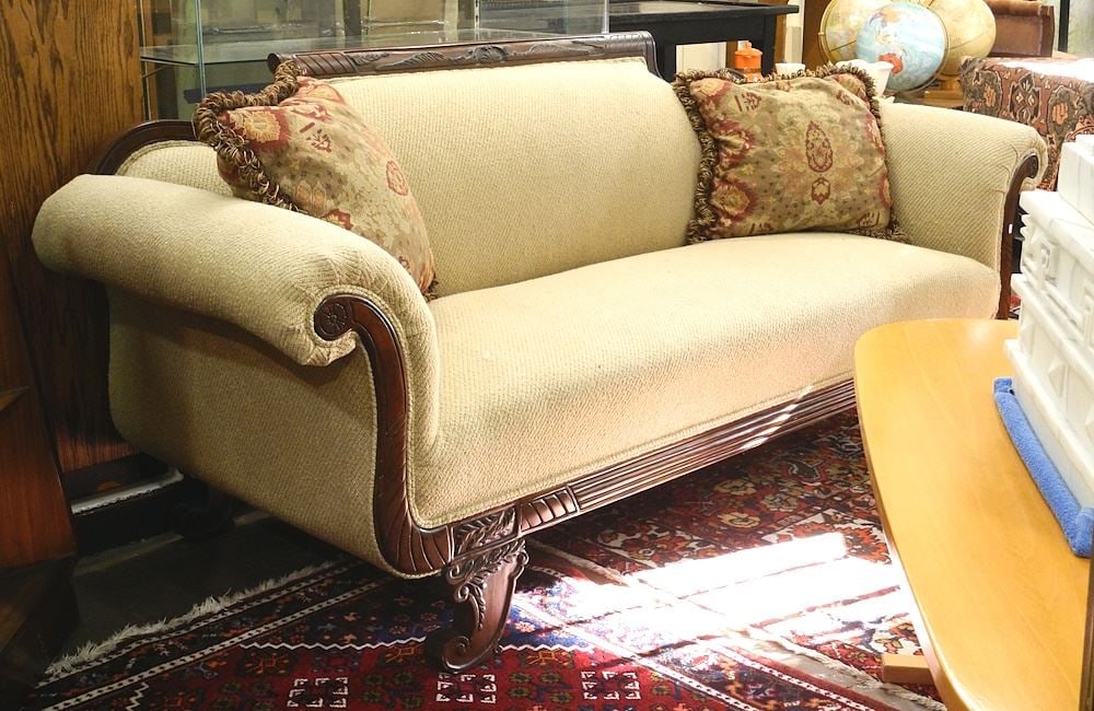 Contemporary Scroll Arm Sofa, 86"L. (1 of 2)