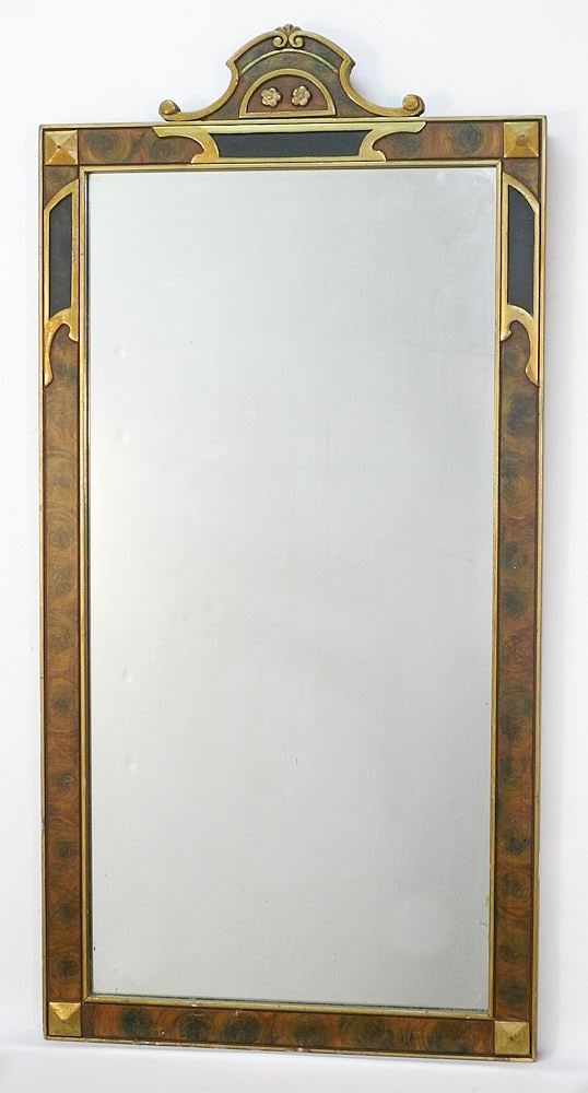 Art Deco Framed Mirror, 34" x 16 3/4" x 12 1/2". (1 of 3)