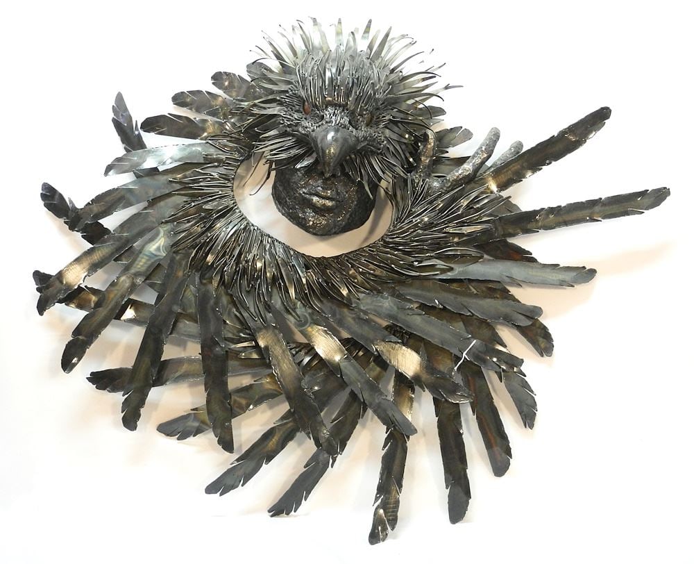 Metal Work Wall Mask, 27 x 30 1/2 x 6 1/2", "Eagle Transformation".: Metal Work Wall Mask, 27 x 30 1/2 x 6 1/2", "Eagle Transformation".