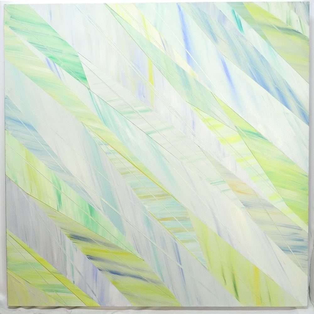 Oil & Lucite on Canvas on Panel Attributed to Donald Harvey, 68 x 68 ", "Slide Diamond".: Oil & Lucite on Canvas on Panel Attributed to Donald Harvey, 68 x 68 ", "Slide Diamond".