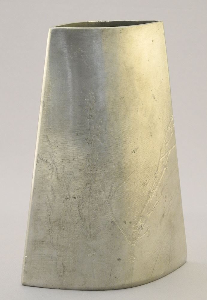 Pewter Vase by Bernard Chaudron, Val-David, P.Q., Marked, 5 1/8"H.: Pewter Vase by Bernard Chaudron, Val-David, P.Q., Marked, 5 1/8"H.