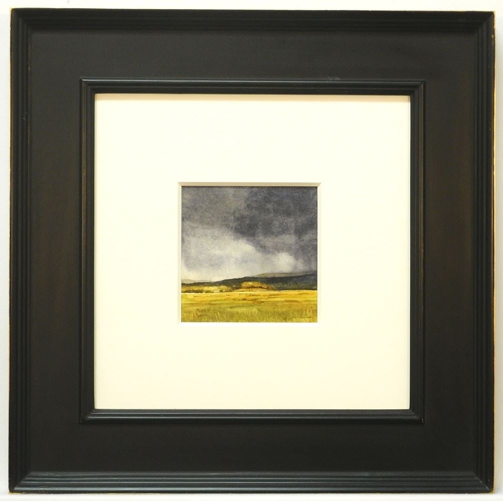 Watercolour signed R (Renato) Muccillo, 4 7/8 x 4 7/8", "Interior Storm Sketch 2009", #448.: Watercolour signed R (Renato) Muccillo, 4 7/8 x 4 7/8", "Interior Storm Sketch 2009", #448.