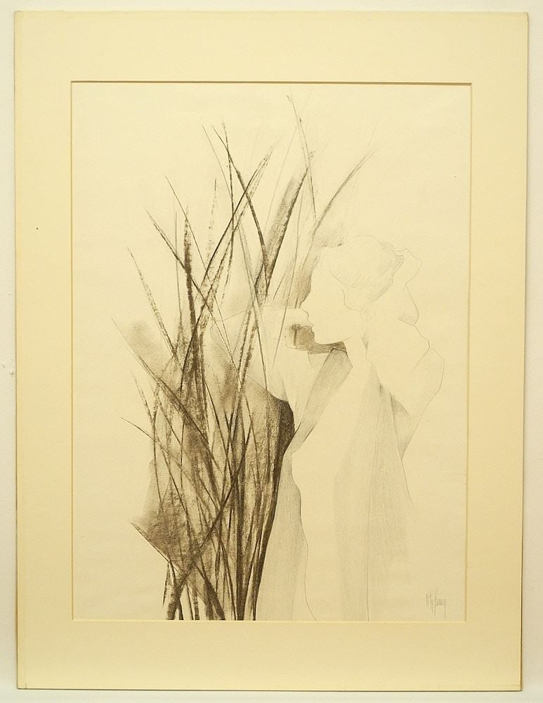 Graphite signed Myfanwy (Pavelic), 19 x 14", "Contemplation". (1 of 6)
