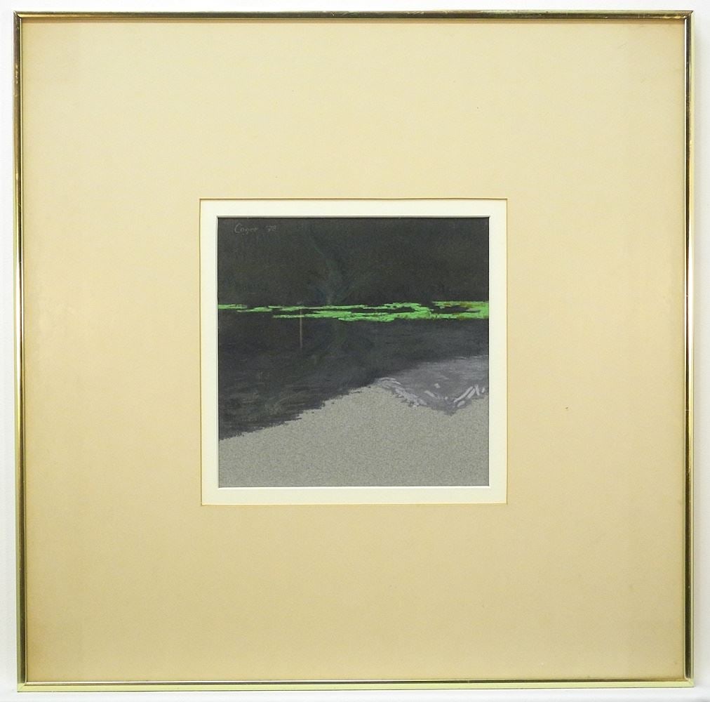 Pastel on Paper signed (Carl) Coger 78, 8" x 8", "Reflection".: Pastel on Paper signed (Carl) Coger 78, 8" x 8", "Reflection".