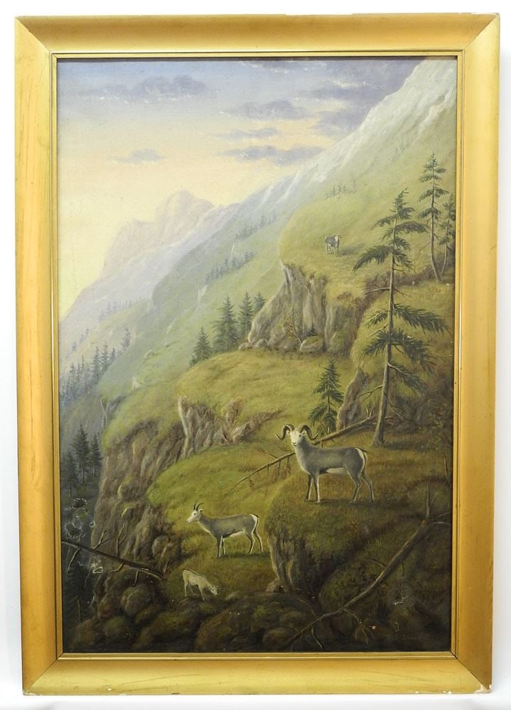 Oil on Canvas signed E.S. (Edward Scrope) Shrapnel 190*, 29 3/8 x 19 3/8", "Rocky Mountain S: Oil on Canvas signed E.S. (Edward Scrope) Shrapnel 190*, 29 3/8 x 19 3/8", "Rocky Mountain S