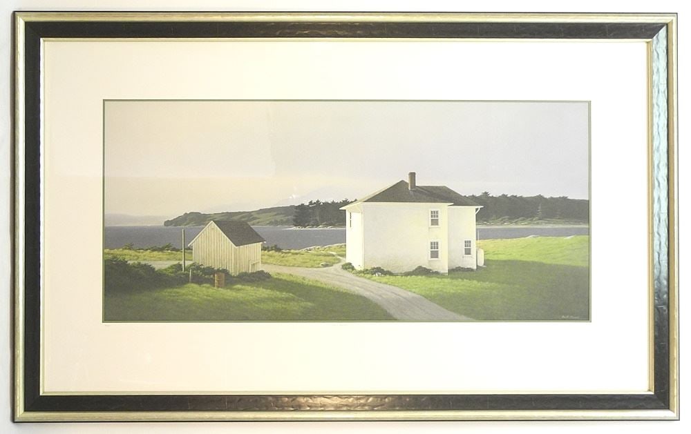 Limited Edition Print signed Keith Hiscock, 19 5/8 x 43 1/2", "Island Homestead", #4/95. (1 of 5)