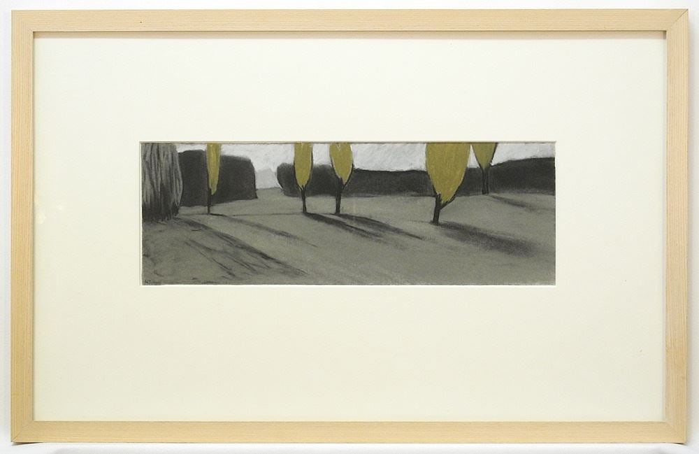 Charcoal & Pastel on Rag Paper signed K (Kate) Scoones, 5 x 14 1/2" "Park #1 - South".: Charcoal & Pastel on Rag Paper signed K (Kate) Scoones, 5 x 14 1/2" "Park #1 - South".