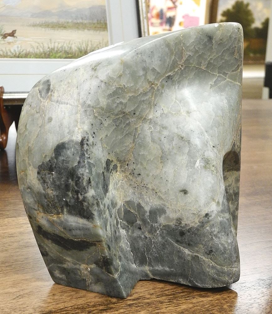 Stone Sculpture Monogrammed IH (Ian Hooley), 7 1/2 x 7 x 5 1/2", "Untitled Form". (1 of 3)
