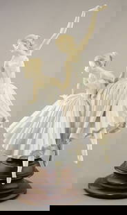 Lladro "Merry Ballet" Figurine on Stand, TH 18 1/8".: Lladro "Merry Ballet" Figurine on Stand, TH 18 1/8".