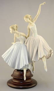 Lladro "Merry Ballet" Figurine on Stand, TH 18 1/8".: Lladro "Merry Ballet" Figurine on Stand, TH 18 1/8".