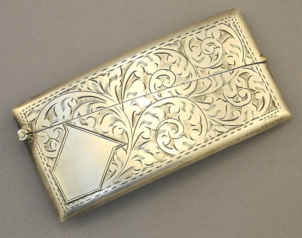 Hallmarked Silver Calling Card Case, MHM / Birmingham, 3 1/4"w, 37.5Gms. (1 of 4)