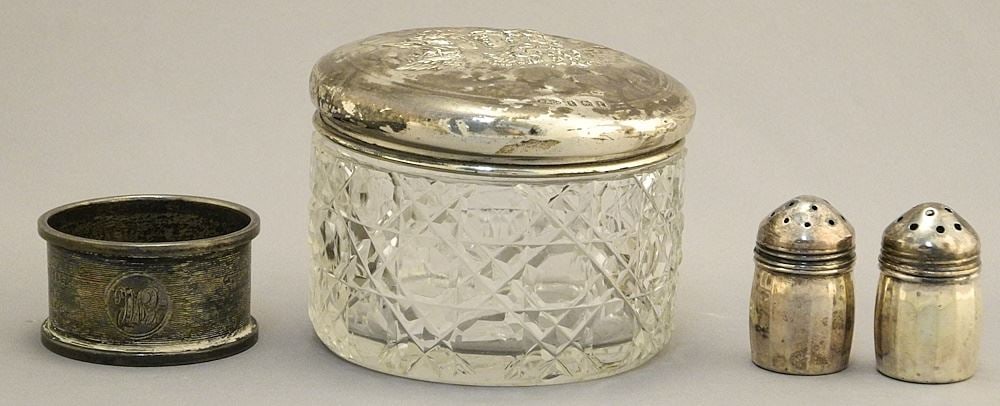 Sterling Silver "Cherub Choir" Dresser Jar with Napkin Ring & Salt & Pepper, 39.8 Grams. (1 of 2)
