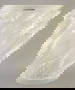 Lalique Bacchantes Vase, 9 5/8"H.: Lalique Bacchantes Vase, 9 5/8"H.