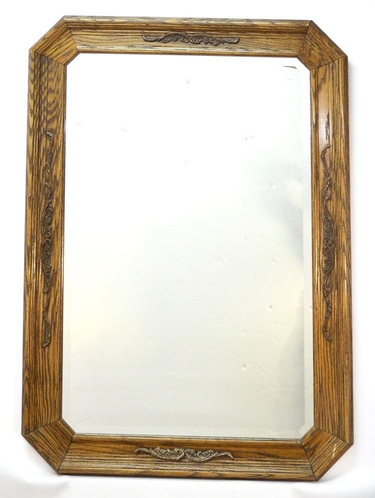 Oak Framed Mirror, 36" X 24". (1 of 1)