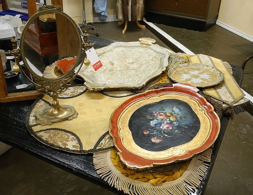 Collection with Dressing Mirror / 3 Florentine Trays / European Textiles. (1 of 1)
