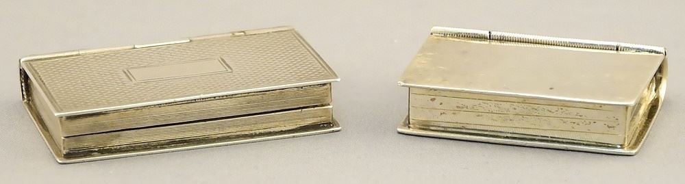 2 Book Shaped Sterling Silver Boxes: 1 Birmingham / 1 Mexico, 1 3/8 & 1 9/16", 35.7 Gram (1 of 3)