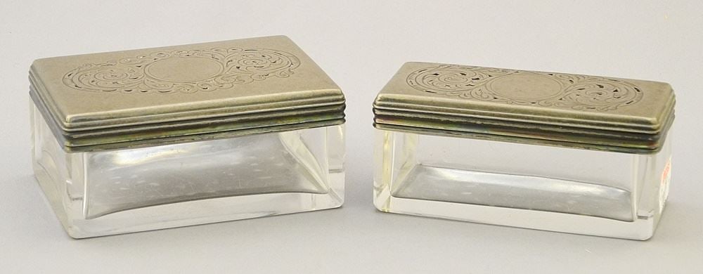 2 Silver Covered Boxes: Frances Douglas / London / 1854, 3 1/4" Wide. (1 of 5)