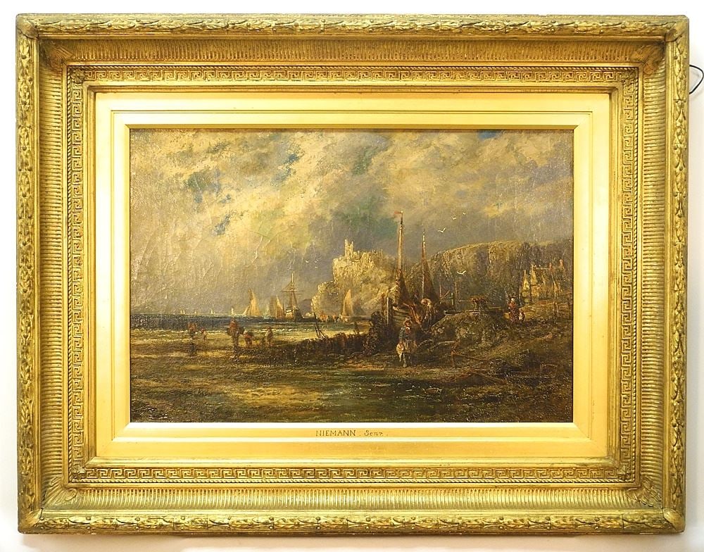 European School Oil on Canvas Attributed to Niemann Senr, 15 1/2 x 23 1/2", "Coastal with Rui (1 of 14)