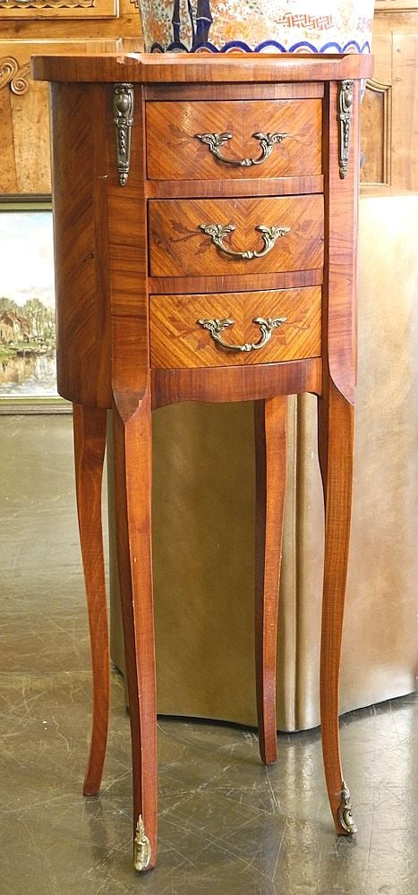 Oval Dutch Marquetry Demilune Side Table, 30"H. (1 of 7)
