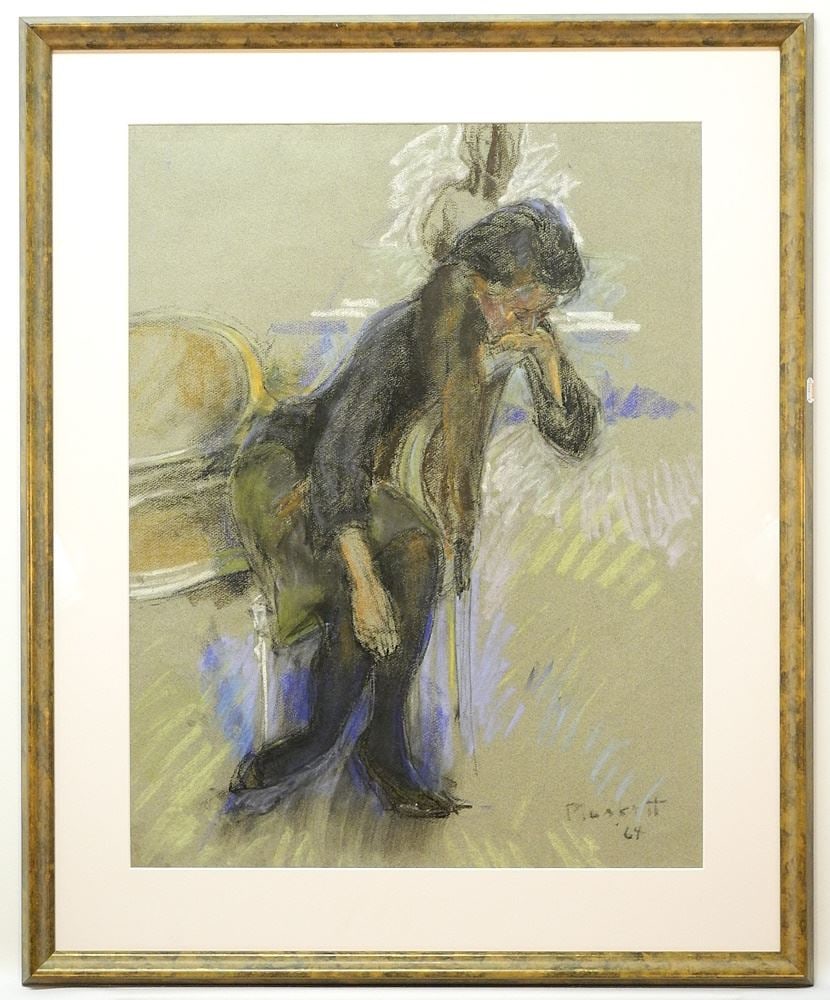 Pastels on Paper signed (Joseph) Plaskett'64, 25 5/8 x 19 3/4", "Paula - Grief": Pastels on Paper signed (Joseph) Plaskett'64, 25 5/8 x 19 3/4", "Paula - Grief"