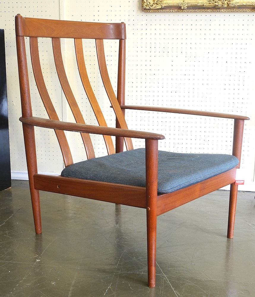 Poul Jeppesen Danish Modern Teak High Back Armchair, 36 3/4"H.: Poul Jeppesen Danish Modern Teak High Back Armchair, 36 3/4"H.