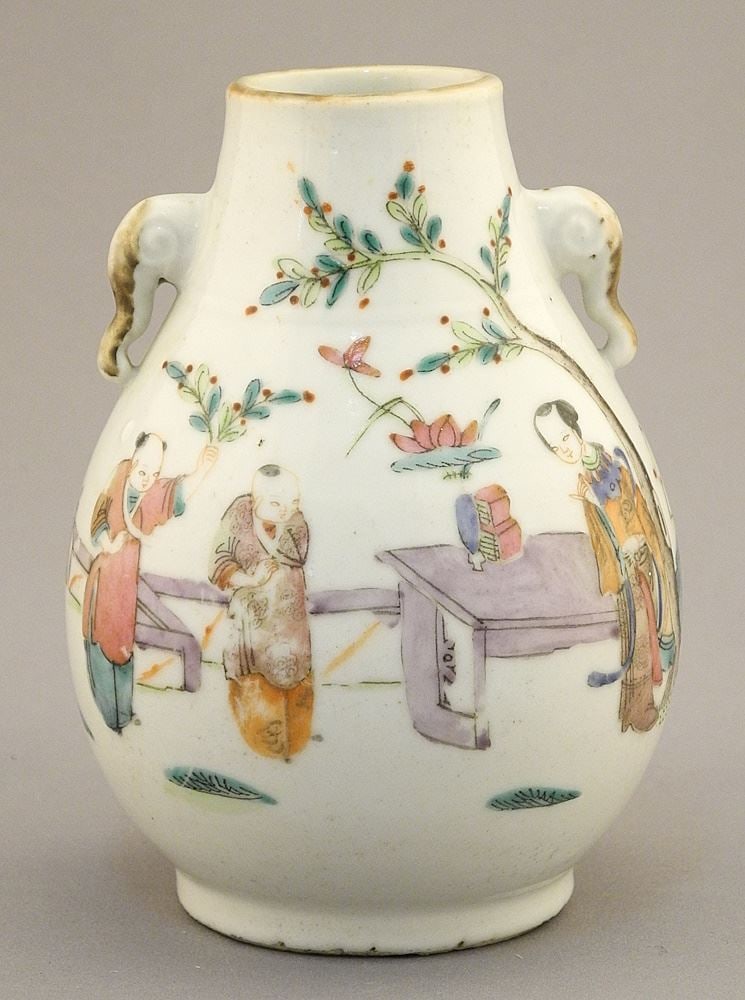 19th C. Chinese Famille Rose Porcelain Vase, 4 5/8"H. (1 of 8)