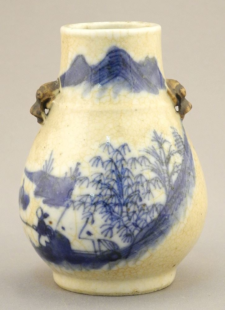 Chinese Blue & White Crackleware Vase, 3 3/4"H. (1 of 10)