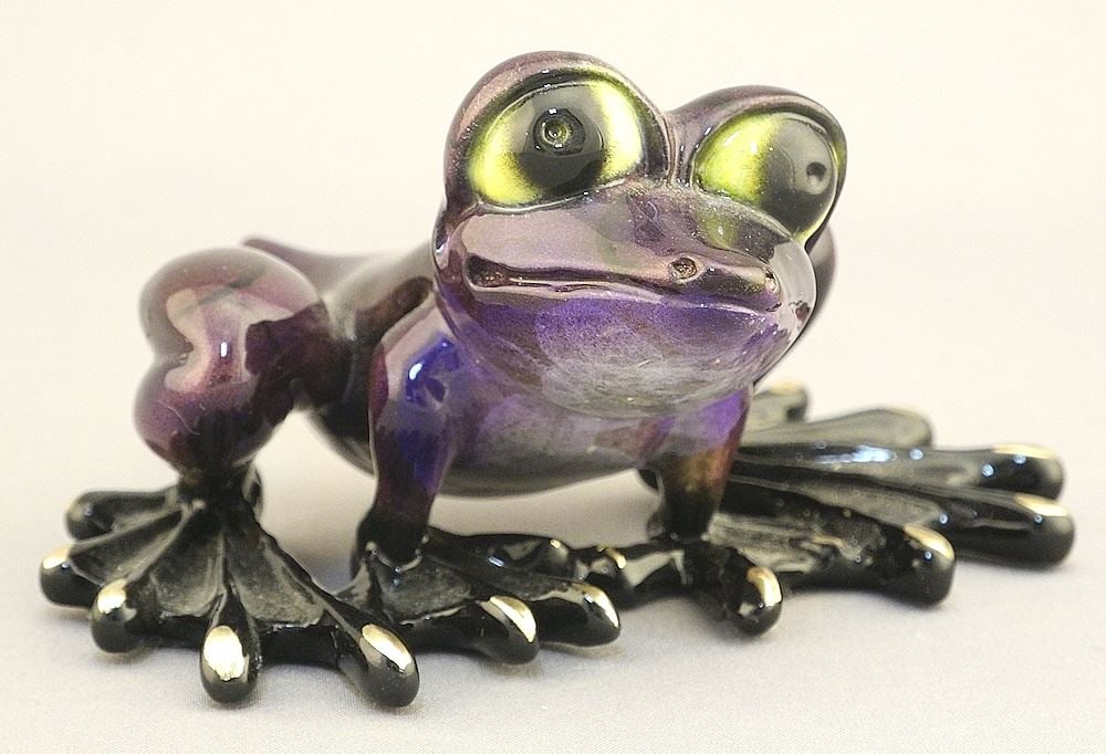 Bronze signed Barry Stein, 3", "Dezerae Jr. Purple Frog", #65/1000 with Certificate. (1 of 6)
