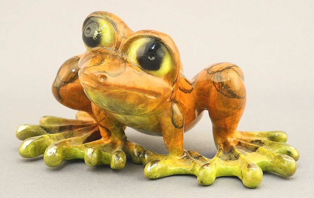 Bronze signed Barry Stein, 3", "Dezerae Jr. Orange Frog", #54/1000, with Certificate. (1 of 5)
