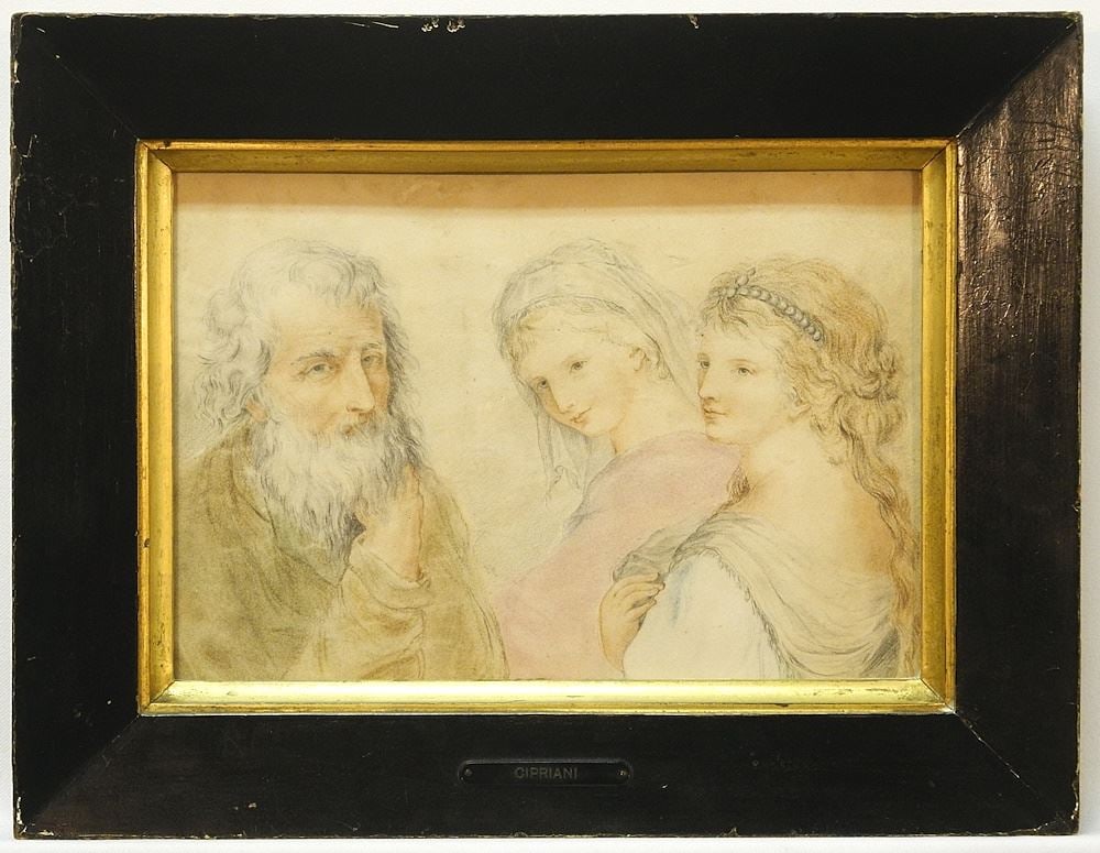 Drawing of Watercolour Attributed to Cipriani, 7 1/2 x 11", "Untitled Figure Studies". (1 of 11)