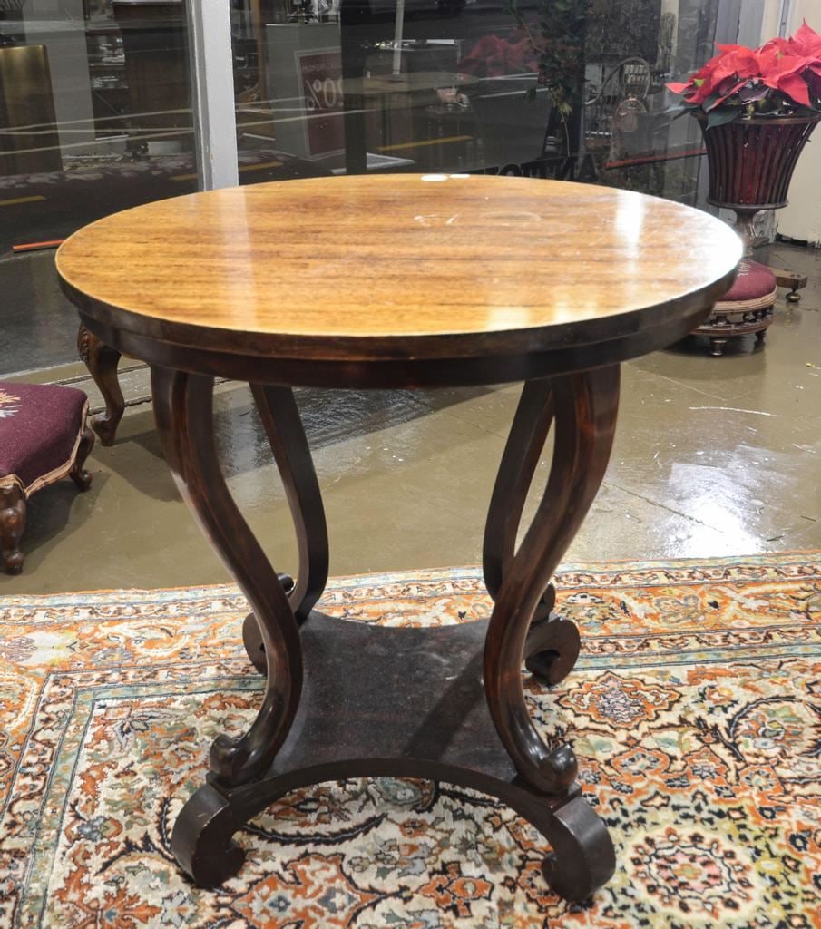 Vintage Round Mahogany Low Table, 24"H. (1 of 1)