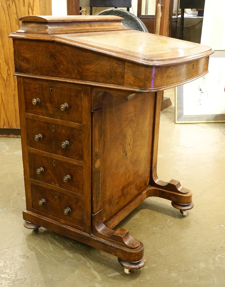 Banded Rosewood Davenport Desk, 32 x 21 1/4 x 21".: Banded Rosewood Davenport Desk, 32 x 21 1/4 x 21".